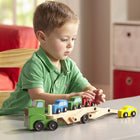 Melissa & Doug Ensemble de jouets en bois avec camion porte-voitures et voitures -Encourage la motricité et le jeu imaginatif.