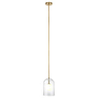Hudson&Canal Sondre 8" Wide Double Layer Pendant with Glass Shade - Brass/White Milk/Clear-Includes four 12-inch rods and one 6-inch rod for height adjustability up to 4.5 feet, full uncovered cord length is 8 feet, compatible with existing dimmer switches, bulbs not included