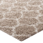 Modway Solvea Moroccan Trellis Shag Area Rug - 5 ft W x 8 ft L - Beige/Ivory-High Density / Machine-Woven