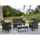 Manhattan Comfort Imperia Modern Patio 4-Person Conversation 4-Piece Set with Coffee Table - Black/Grey-Chair Dimension Measures: 23.62" Length, 24.02" Depth, 32.68" Height