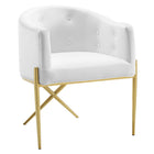 Modway Savour Performance Velvet Accent Dining Armchair - White - 2 Pack-Gold Stainless Steel Base