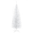 HOMCOM 5' Pencil Artificial Christmas Tree with Realistic Branches - White-Artificial Christmas tree has a slim pencil style 