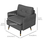 HOMCOM - Fauteuil moderne avec large assise lounge - pieds en acier - capitonné à boutons pour chambre - gris foncé-Le panneau multicouche et les quatre pieds en acier offrent un soutien solide au fauteuil individuel 
