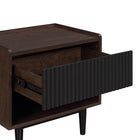 Manhattan Comfort Duane 20.23" Mid-Century Modern Nightstand - Dark Brown/Black-Iron Metal Feet for Fashion and Durability