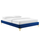Modway Sutton Performance Velvet Twin Bed Frame - Navy-Reinforced Center Beam and Support Legs