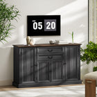HOMCOM Farmhouse 57.9" L Sideboard Buffet Cabinet with Charging Station - Black Wood Grain-Each drawer slides smoothly and quietly for peaceful storage any time of day