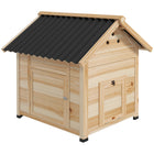 PawHut - Maison en bois pour canards avec toit ouvrant et double porte - bois naturel-Dessus ouvrant et fond amovible pour un nettoyage facile 