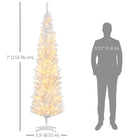 HOMCOM 7' Pre-Lit Artificial Christmas Tree with Warm White LED Lights - White-Section design of branches make disassembly and storage quick and easy 