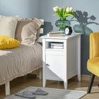 HOMCOM Narrow Side Table - White-Useful furniture with an open shelf, an open drawer, a door cabinet, and a tabletop