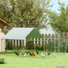 PawHut - Enclos à poules grand poulailler en métal avec couverture pour 12 à 18 poules - 9,8 pi L x 13,1 pi l x 6,4 pi H-Comprend une mangeoire suspendue et des perchoirs à 4 niveaux pour plus de confort 