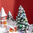 HOMCOM Christmas Village Houses with Rotating Train and LED Lights-Great addition to your entryway table, fireplace mantle, dressing table, and bedside table 