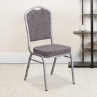 Chaise de banquet empilable en tissu à chevrons avec dossier couronne, siège épais et cadre argenté, ens. 4 [4-FD-C01-S-12-GG]-Dossier et siège rembourrés