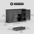 HOMCOM Farmhouse 57.9" L Sideboard Buffet Cabinet with Charging Station - Black Wood Grain-Farmhouse style with crown molding, framed panels and vintage handles