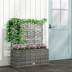 Outsunny - Jardinière surélevée en osier PE avec treillis-Treillis arrière pour les plantes grimpantes et les vignes  