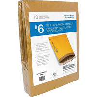 Crownhill Kraft Self-Seal Padded Mailer, #6, 12.5" x 19", 10 Pack-Inside dimensions 12-3/8" x 17-3/4"
