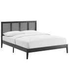 Modway Sirocco Rattan and Wood King Platform Bed - Black-Assembly Required