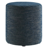 Modway Callum 16" Round Woven Heathered Fabric Upholstered Ottoman - Heathered Weave/Azure-Woven Heathered Fabric Upholstery