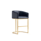 Manhattan Comfort - Louvre tabouret de comptoir mi-siècle moderne rembourré en similicuir 20" - noir et or titane-10
