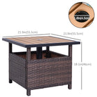 Outsunny - Table carrée en acier et rotin PE de 22 po avec trou pour parasol-Le plateau de table est en panneau PS, qui a la beauté du bois mais est plus facile à entretenir  
