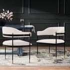 Manhattan Comfort Lia 24.8" Modern Chenille Upholstered Dining Armchair - Cream-Frame Made of High Quality Metal with Brushed Gold Tips for Fashion and Durability