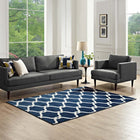 Modway - Beltara Treillis transitionnel en maillon de chaîne Tapis de 5 pi l x 8 pi L - Bleu marocain et ivoire-Tissage serré à poil bas