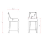 Manhattan Comfort Emperor 19" Traditional Faux Leather Upholstered Bar Stool - Cream and Walnut - 3 Pack-Upholstered in Faux Leather with Foam Padding