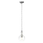 Hudson&Canal - Suspension Verona de 18 cm de large avec abat-jour en verre, Hudson&Canal, nickel brossé/transparent-Associé à un abat-jour en verre dôme transparent