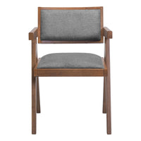 Zuo Delhi Dining Chair - Grey/Walnut - Set of 2-Cozy polyester linen fabric