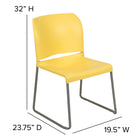 Flash Furniture HERCULES Series Full Back Contoured Stack Chair with Grey Powder Coated Sled Base - Yellow-Ships Fully Assembled