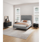 Manhattan Comfort DUMBO Modern 1-Drawer Nightstand and 3-Drawer Dresser Set - Black-Includes 4 Full Extension Drawers Designed in Vertical Textured Ribbed Lines.