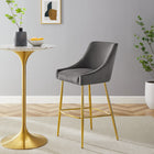 Modway - Discern Performance Velvet Tabouret de bar - Gris-Revêtement en velours de performance