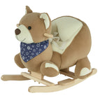 Qaba - Cheval à bascule bébé design ours en peluche - marron-Base incurvée en bois massif pour se balancer doucement et en douceur d'avant en arrière 