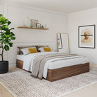 Nexera 3-Drawer Storage Bed Frame - Queen Size - Walnut-Designed and made in Canada with CARB II/FSC Certified particle board and MDF materials.  Ships in 24-48H from order date. Assembly required