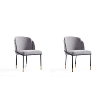Manhattan Comfort - Lot de 2 chaises de salle à manger modernes Flor 22,83 po en tissu sergé gris-Chaise de salle à manger moderne parfaite pour la salle à manger et le bureau à domicile