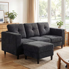 HOMCOM - Canapé sectionnel en forme de L 76 po avec méridienne interchangeable - noir-Les coussins d'assise en mousse haute densité offrent du confort 