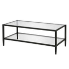 Hudson&Canal - Table basse rectangulaire Hera 45" de largeur avec étagère en verre - Bronze noirci-Le dessus a une capacité de poids de 50 lb, l'étagère peut supporter 40 lb