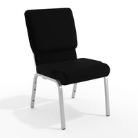 Flash Furniture HERCULES Series 18.5"W Stacking Church Chair in Black Fabric - Silver Vein Frame-Set of 4 Multipurpose Church Chairs
