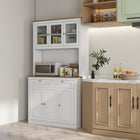 HOMCOM 71" H Pantry Cabinet with Microwave Space and Tall Kitchen Hutch - White-Adjustable shelves customize storage for taller kitchen items 