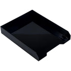 JAM Paper Stackable Paper Organizer Tray - Black-Front-Load Desk Top Letter Tray | Colour: Black
