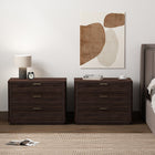 Manhattan Comfort Evelyn 32" Modern 3-Drawer Nightstand 2-Piece Set - Brown-Includes 3 Full Extension Drawers