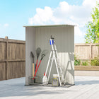 Outsunny Metal Garden Tool Shed with Sloped Roof - Light Green-Sloped roof to prevent the accumulation of water and rot/rust the frame of metal storage shed 