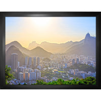 Rio De Janeiro Brazil Cityscape - Framed Canvas - 35" x 27"-High-quality art print professionally matted and framed
