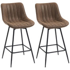 HOMCOM - Tabourets de bar hauteur comptoir 27 po en cuir PU - brun - paquet de 2-Le cuir PU texturé et le motif à damier ajoutent une touche chic et moderne 
