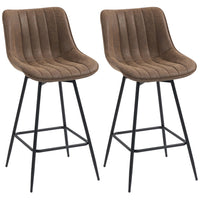HOMCOM - Tabourets de bar hauteur comptoir 27 po en cuir PU - brun - paquet de 2-Le cuir PU texturé et le motif à damier ajoutent une touche chic et moderne 
