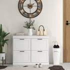 HOMCOM Narrow Shoe Cabinet with Flip Drawers & Adjustable Shelf for Entryway - White-Compact design makes it suitable for small entryways or any narrow places