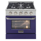 Kucht 30" KDF Series Pro Style Propane Gas Dual Fuel Range - Stainless Steel/Blue-Extra-large convection oven with 4.2 cu. ft. capacity, featuring a 5-rack configuration and oversized oven window for enhanced visibility and flexible cooking