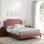 Modway - Liva Lit Simple en velours haute performance avec pieds en bois et manchons dorés - Vieux rose-Assemblée requise