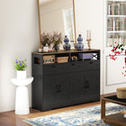 HOMCOM 47.2" L Sideboard Storage Cabinet - Black-Suitable for living rooms, dining rooms, kitchen for various item storage