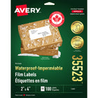 Avery - Étiquettes imperméables rectangulaires - 2po x 4po - Blanc - 100 Étiquettes-Étiquettes d'expédition blanc