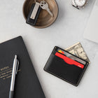 Decent Living Leather Card Holder Wallet - Black-Aged well through time and usage